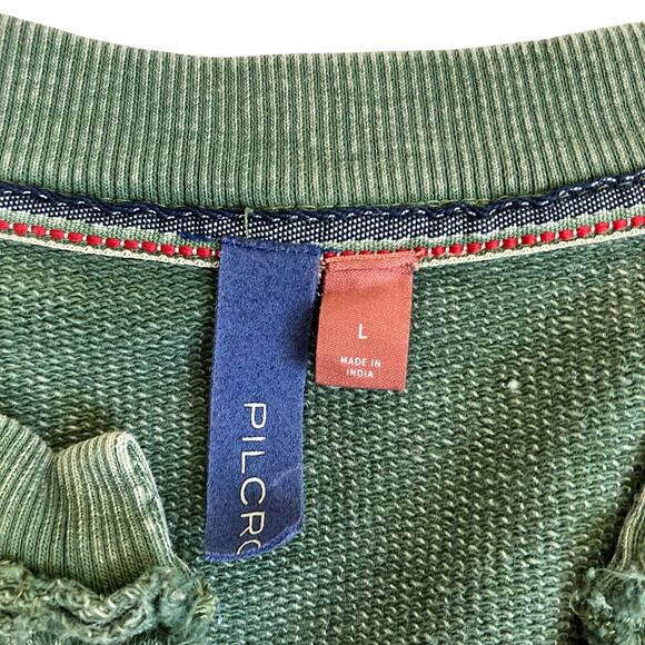 ANTHROPOLOGIE Pilcro Olive Green Terry Split Hem Tunic Top Distressed Cotton - Picture 8 of 16